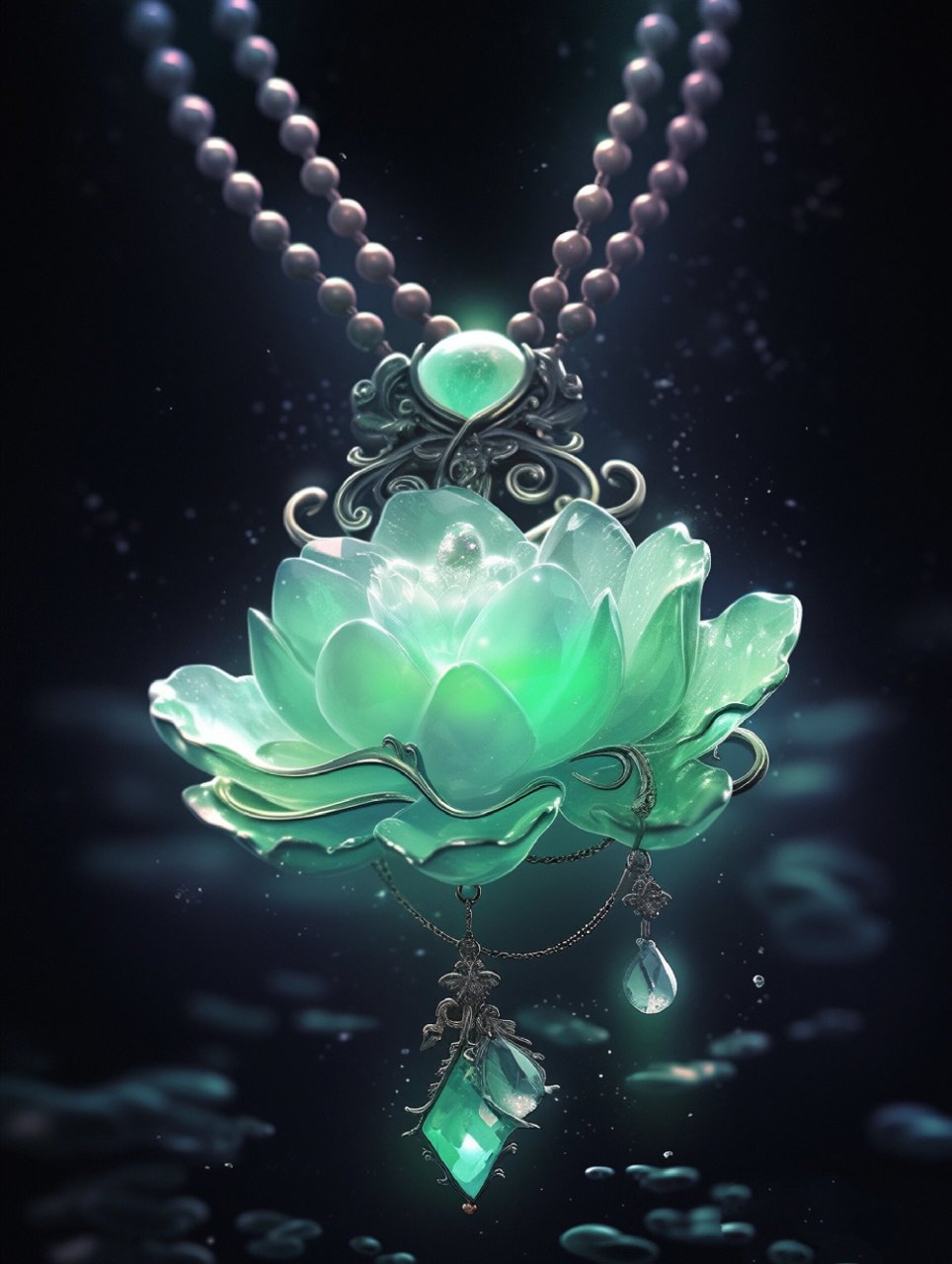 玄幻法器·仙女神器·莲塔明珠 这个莲花项链吊坠呈现出深绿色,中央