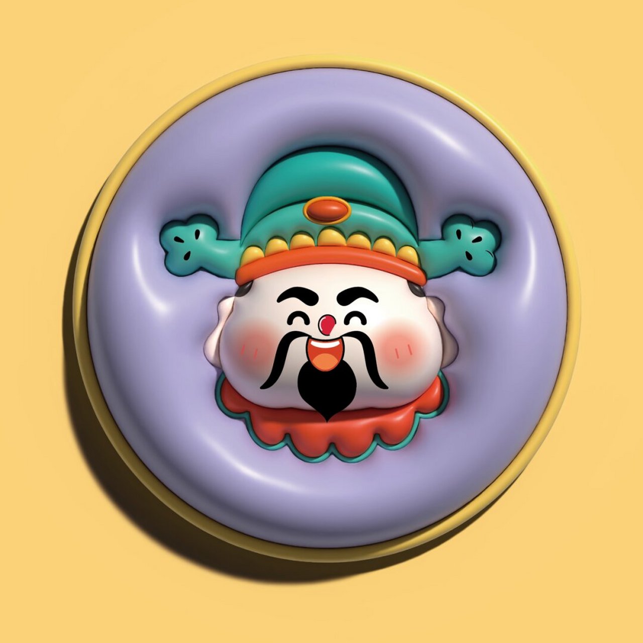 新设计了个小财神,财神ip卡通形象插画,传统的财神形象结合现代卡通