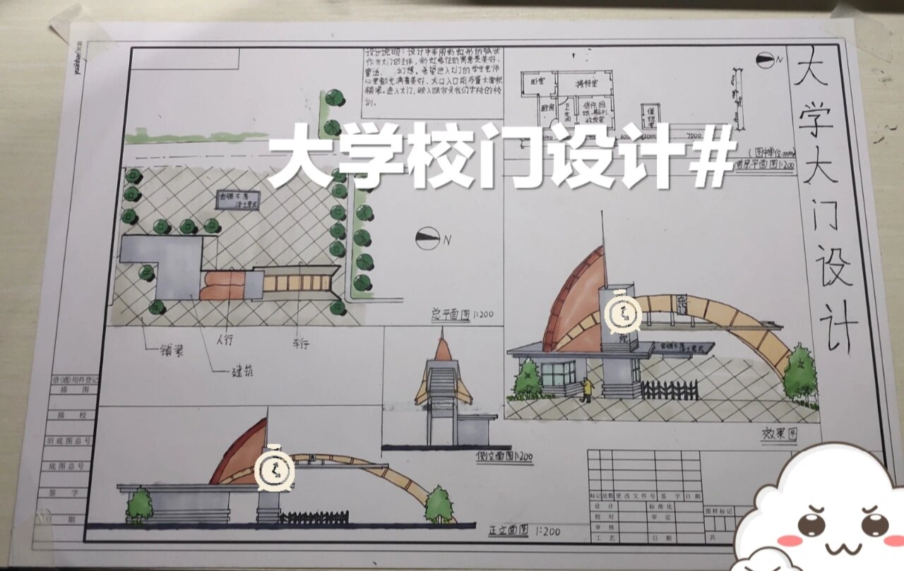 大学校门设计 大学校门设计(学校东门)不怎么会画没学过室内设计