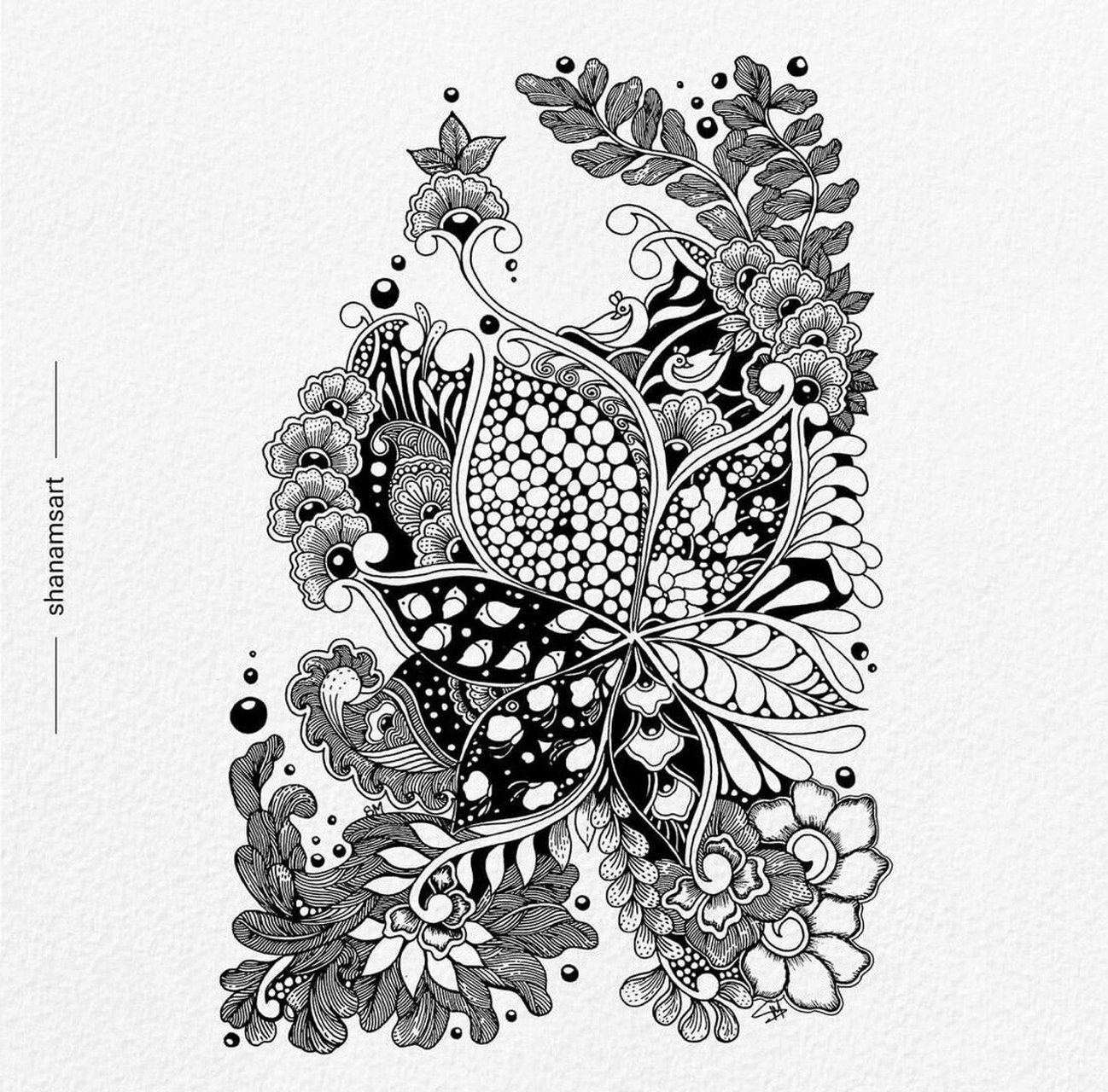 黑白灰线描装饰画.点线面练习