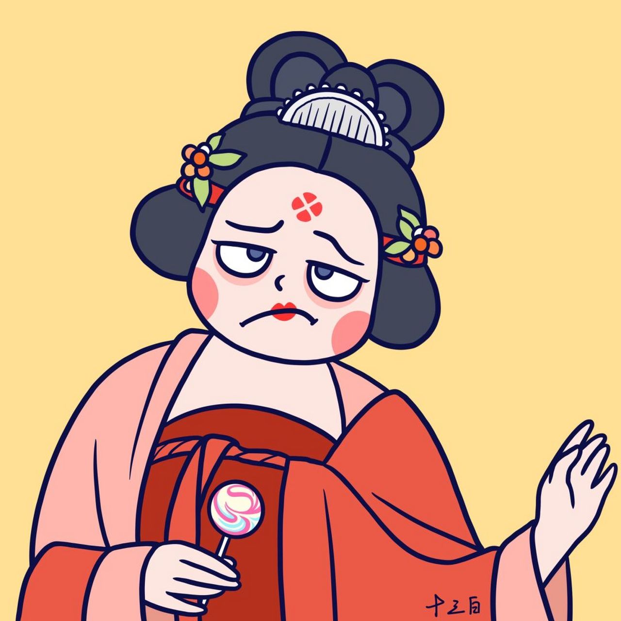 我是原创插画师# 可可爱爱的唐朝姑娘头像,抱走吧～ #手绘头像