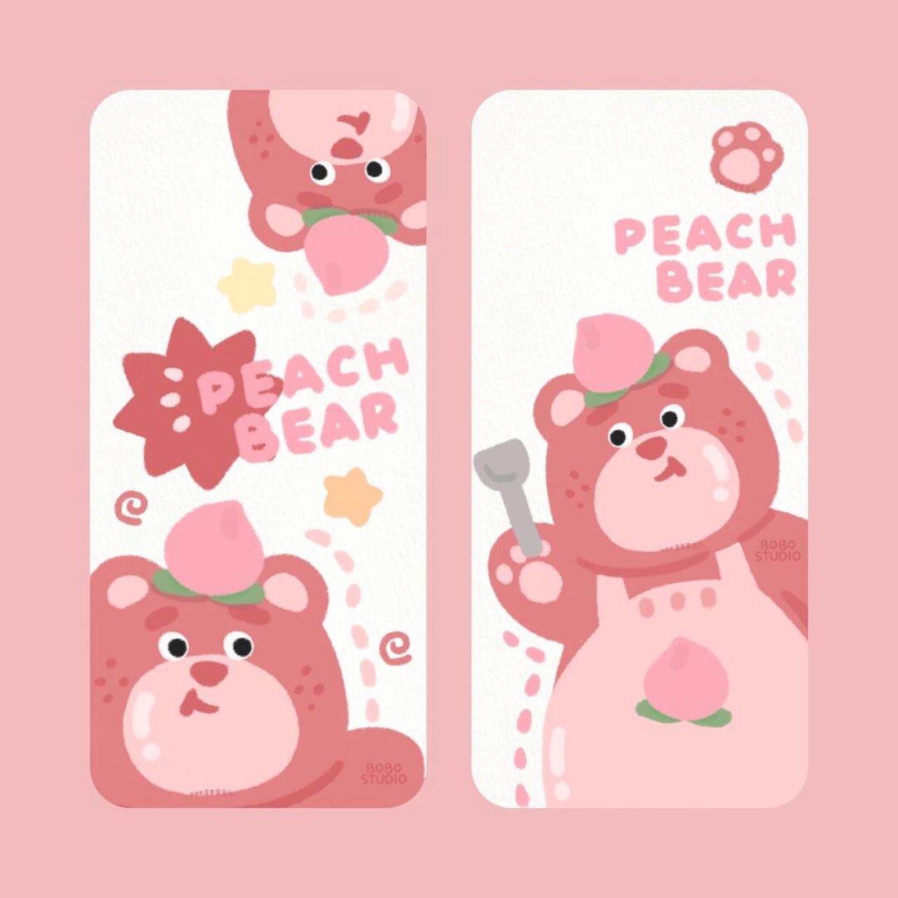 小熊壁纸可爱ins粉色图片