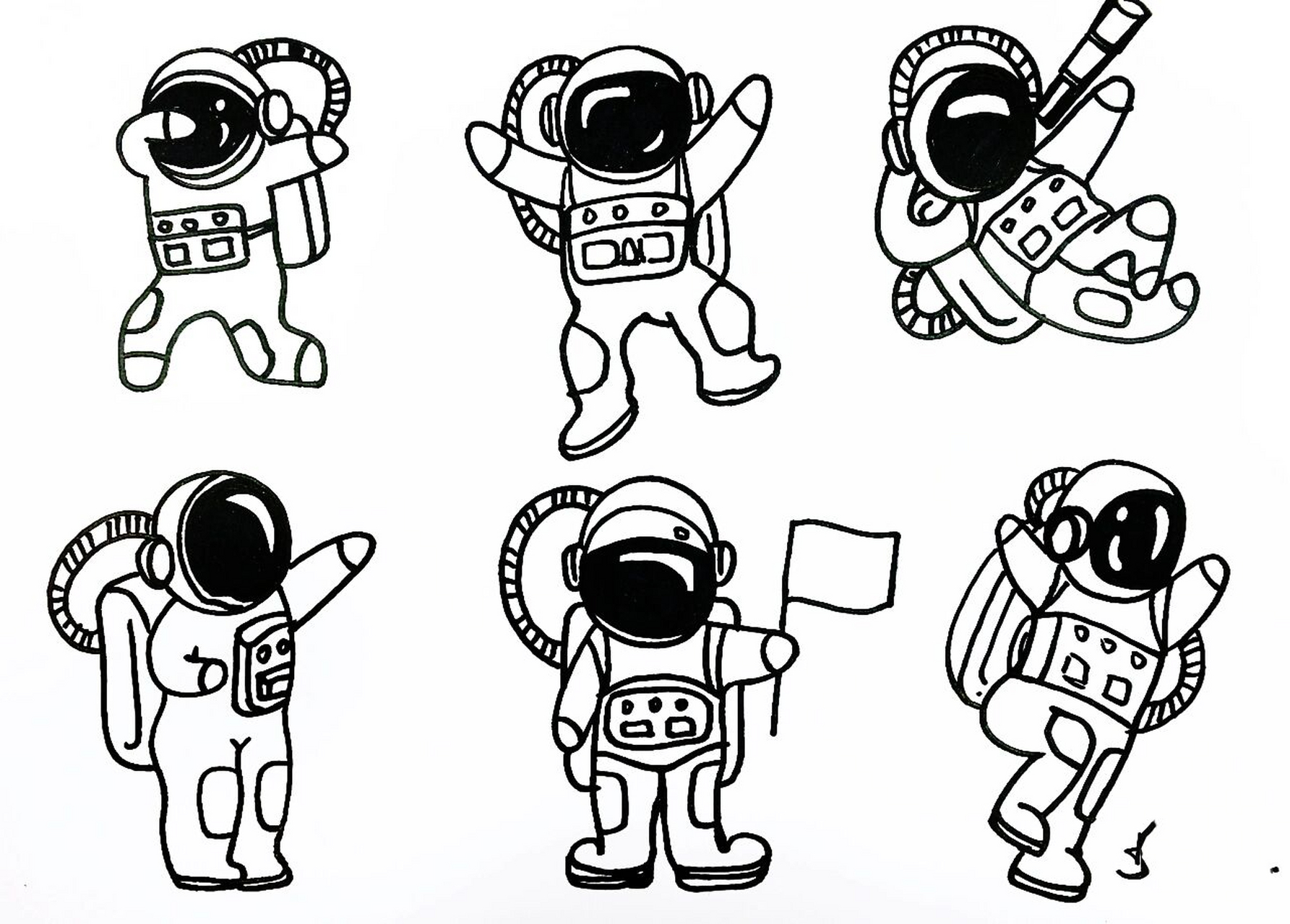 手绘宇航员可爱版 空闲下来,画一组宇航员可爱版