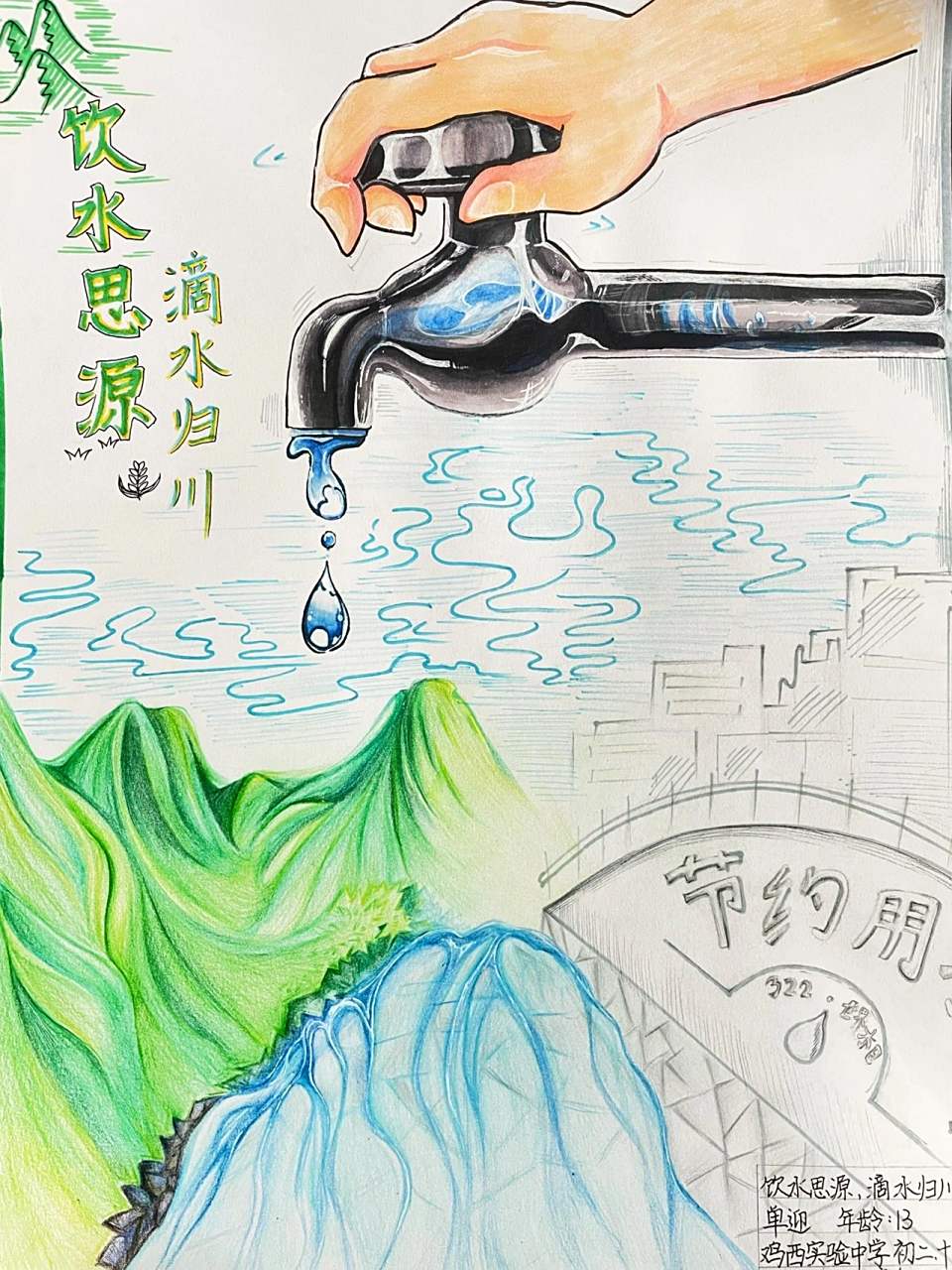 节约用水主题绘画96,学生作品