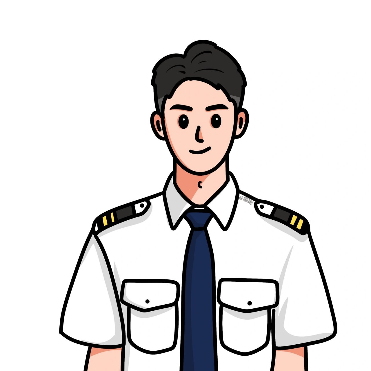 手绘男士头像 | 空少 飞行员证件照 男士头像  | 证件照 | 男士发型