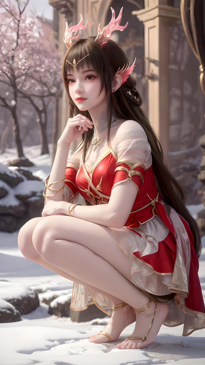 《百炼成神》云落 红衣美腿壁纸国漫美女 百炼成神动画 清纯甜美