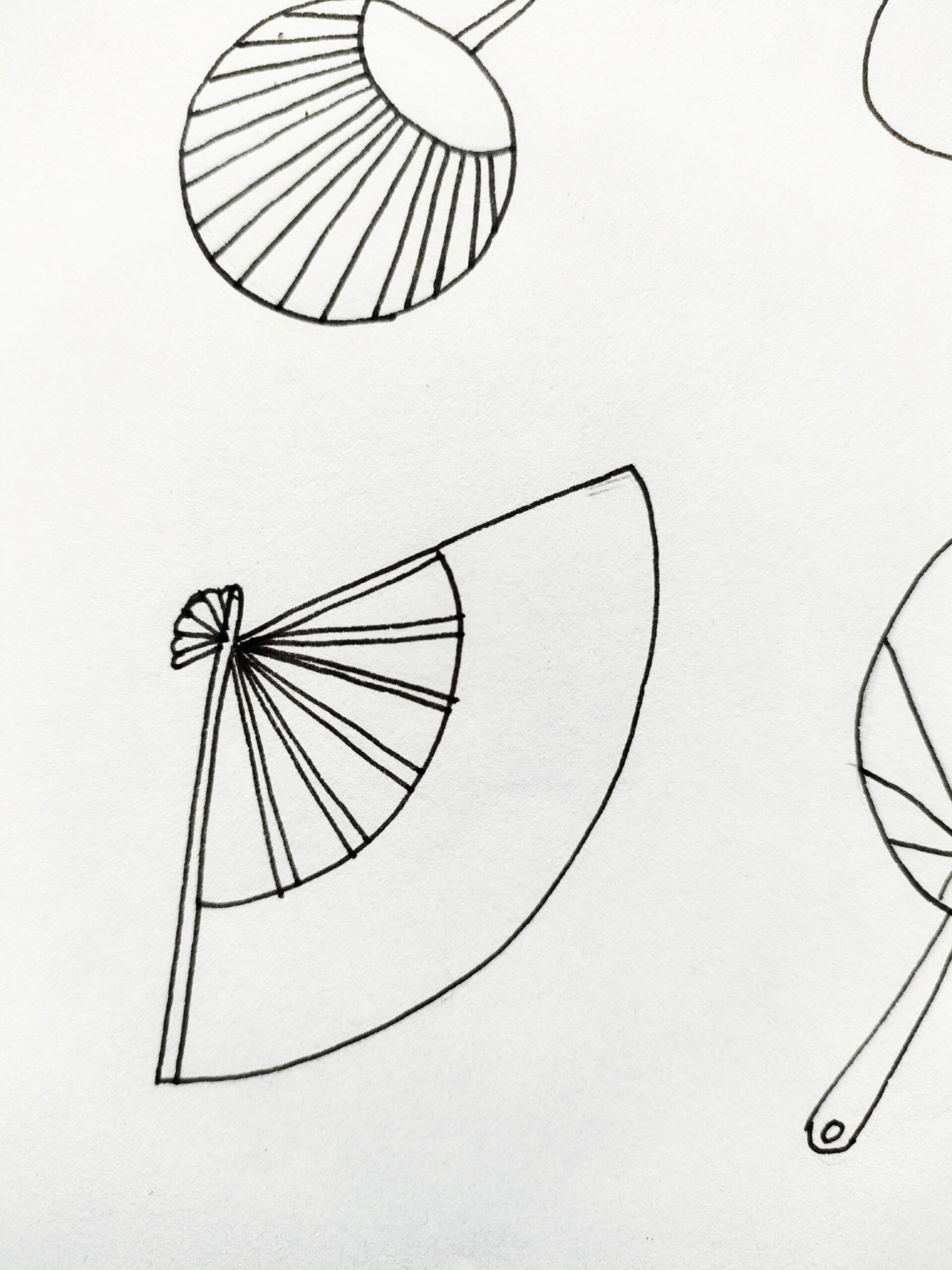 14/100 简笔画教程|扇子素材来啦