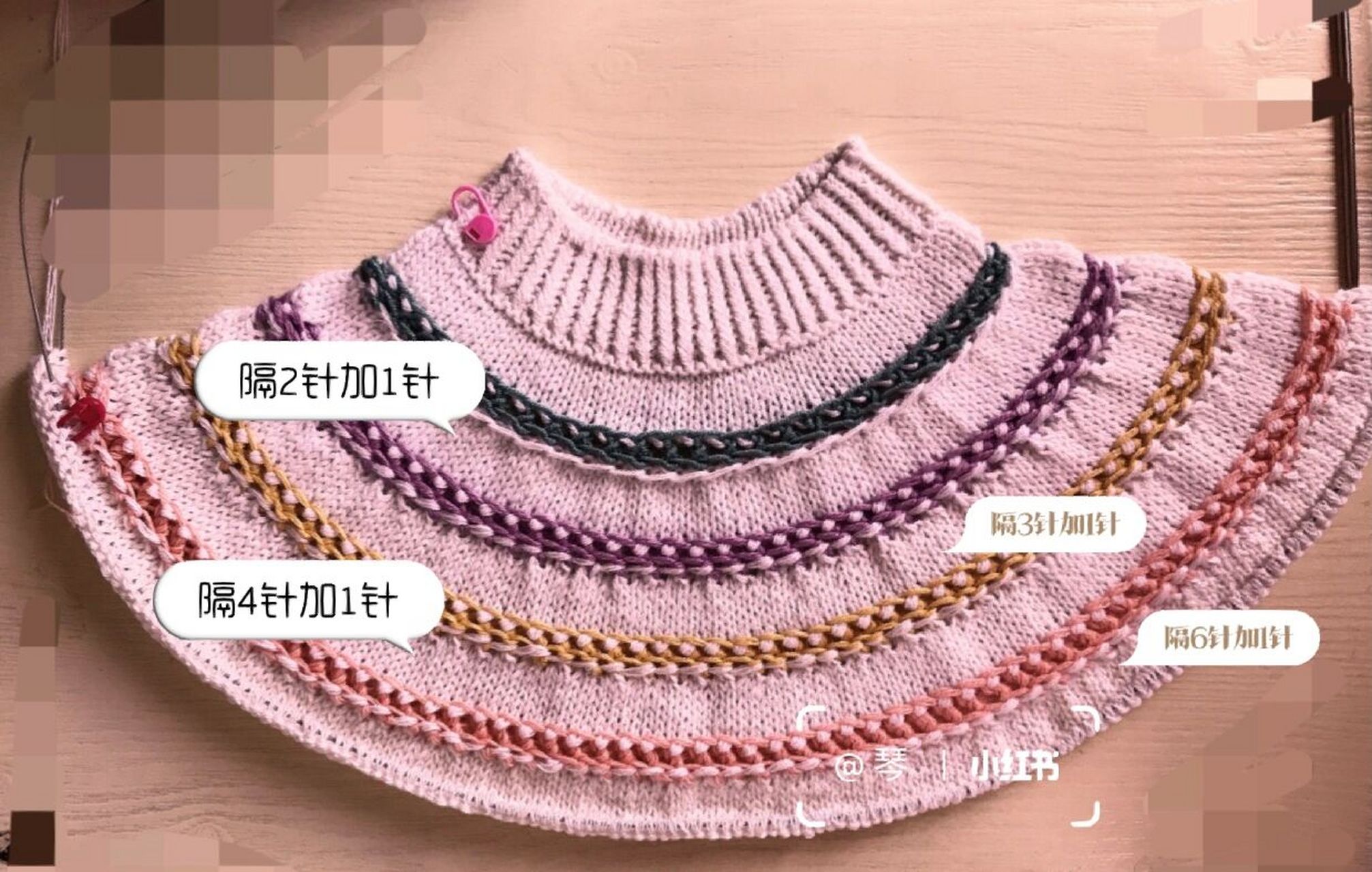 一图看明白圆肩毛衣的加针 圆肩育克毛衣的加针 	 重点:织小样,必须的