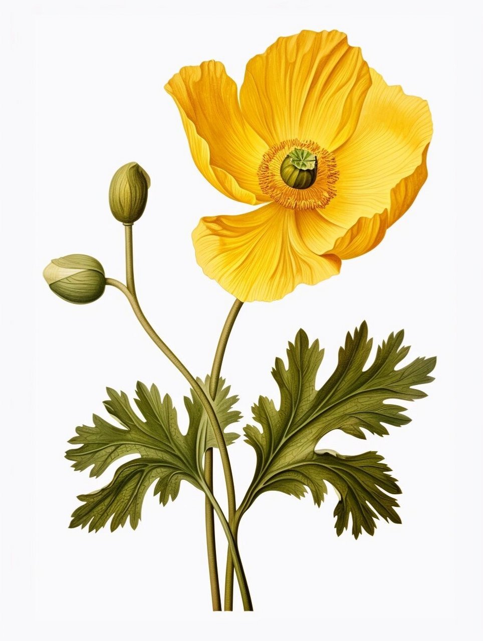 绘画素材1000更~黄色的小花~罂粟花