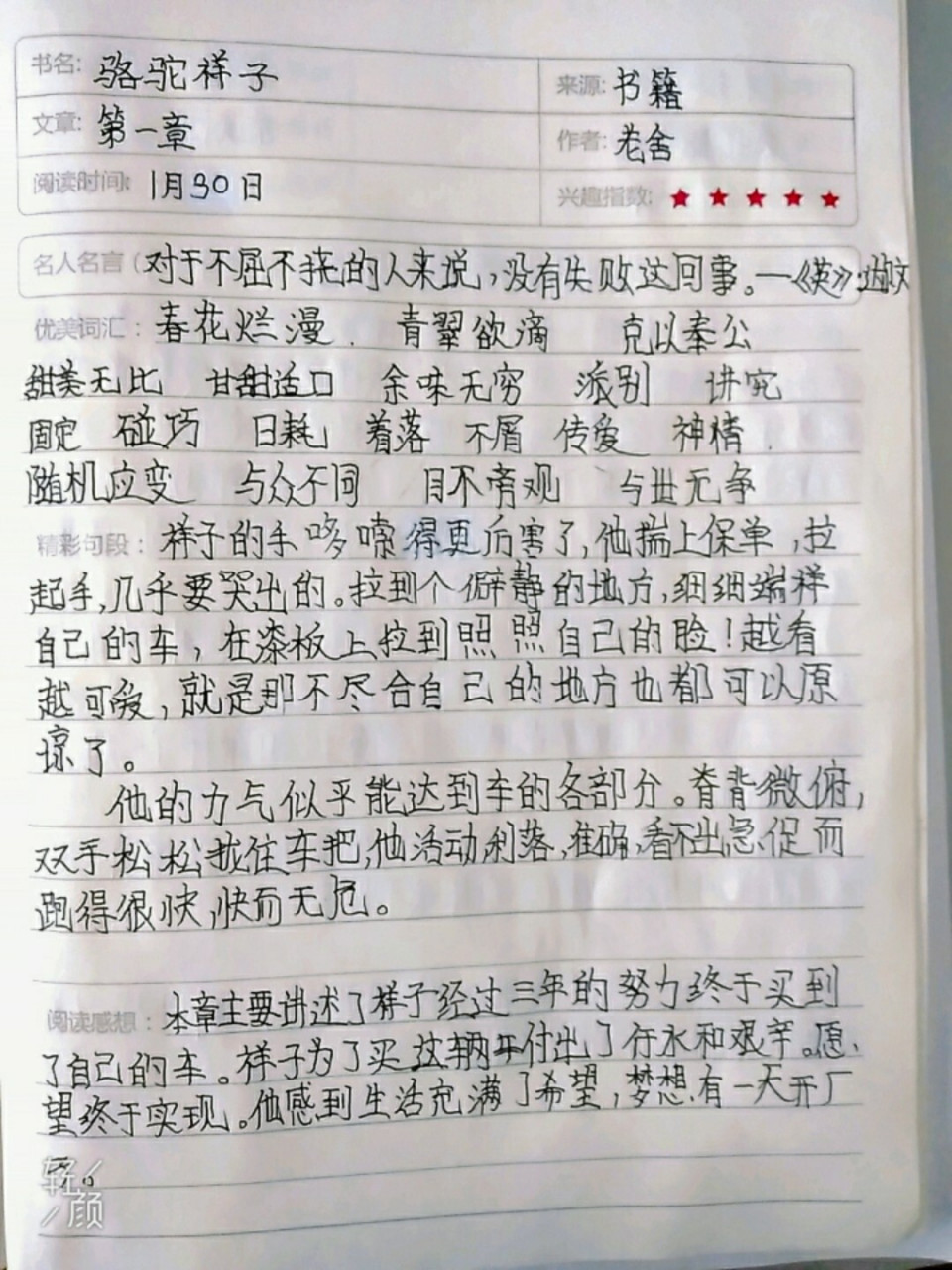 《骆驼祥子》读书笔记98 我开始更新啦!