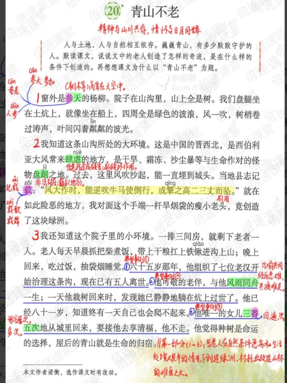 六年级上册|部编版语文|第20*课青山不老|预习笔记 #语文笔记