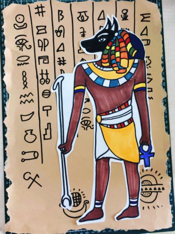 (儿童画)探秘古埃及壁画 古埃及壁画遵循特定的规则—"正面律",对壁画