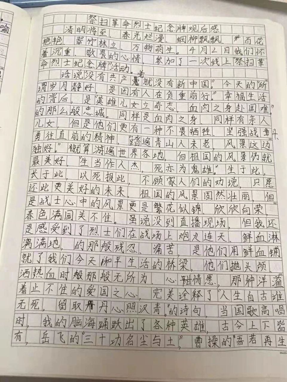 《祭掃革命烈士紀念碑觀後感》 記錄女兒的作文97