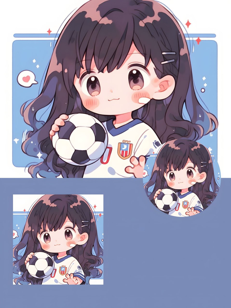 足球女孩丨卡通头像丨单人 一个手拿足球的足球宝贝小女孩