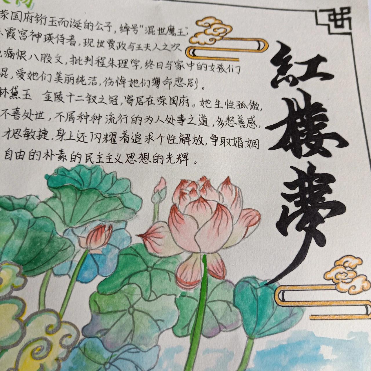 《红楼梦》手抄报 学校布置的语文作业,都是借鉴的,图中的人物就是