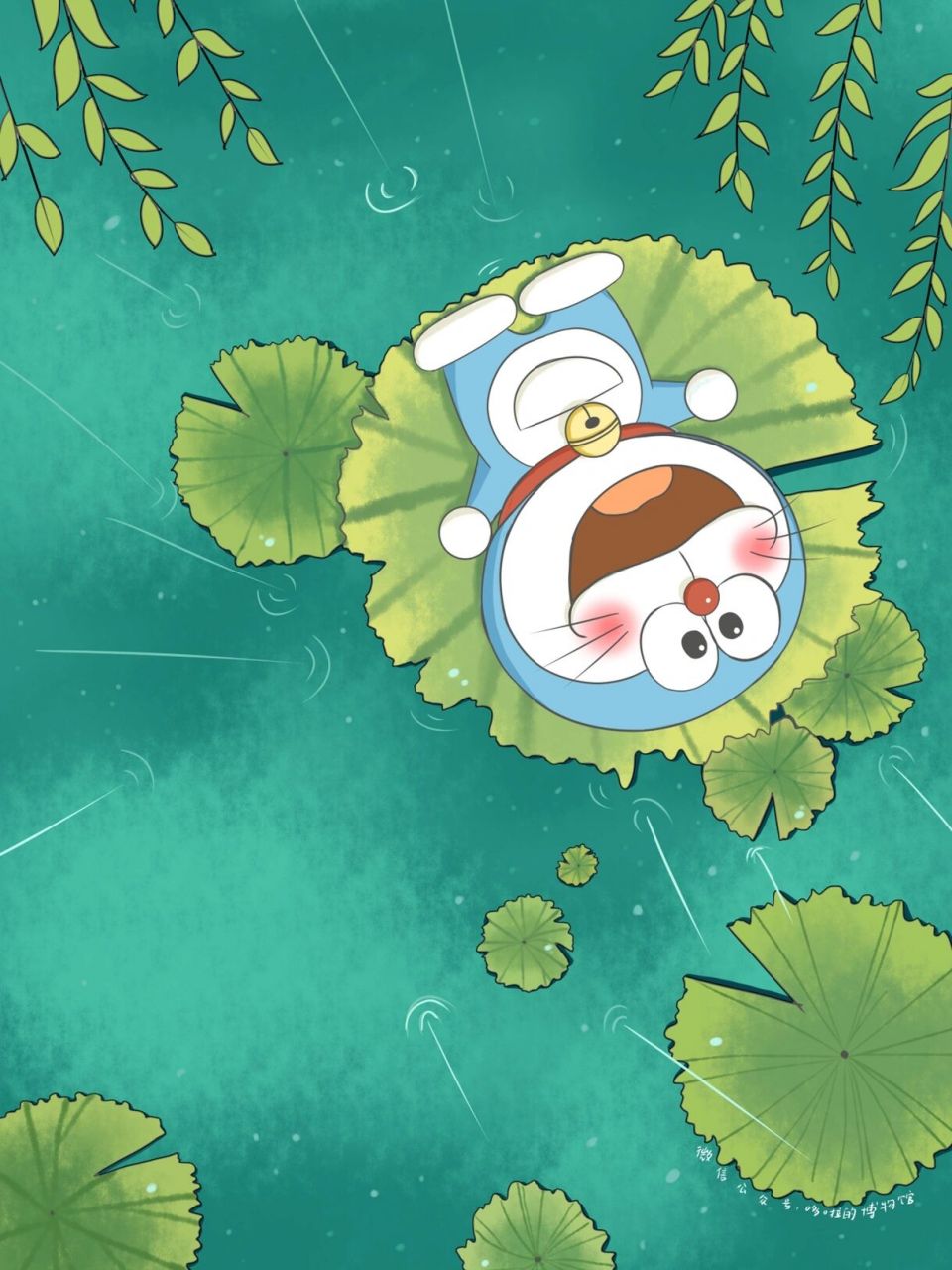 哆啦a梦壁纸,微风细雨 绘图:哆啦的博物馆7015谢诗yi #简笔画