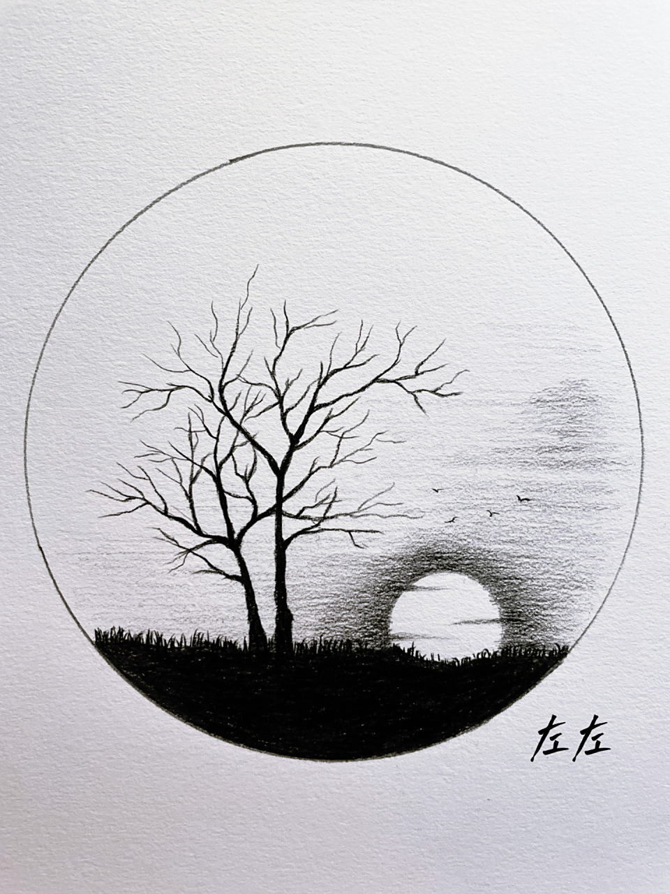 素描临摹44/100 落日 工具:软炭 喜欢的宝子点个小心心,持续更新,欢迎