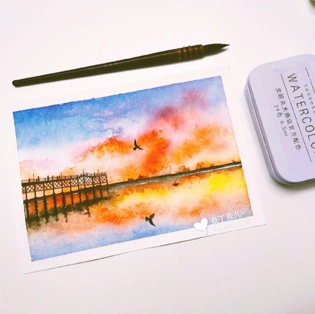 8分钟完成的水彩风景画/0基础绘画教程