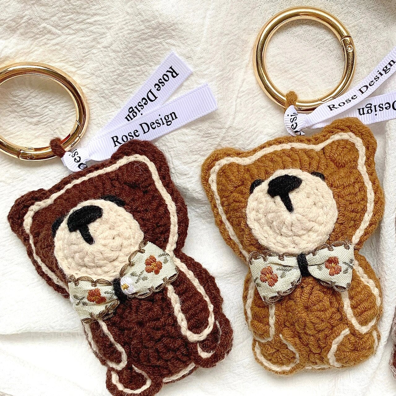 沉浸式钩针|钩针小熊钥匙扣(附图解) 有材料包哦～ 材料/教程7915