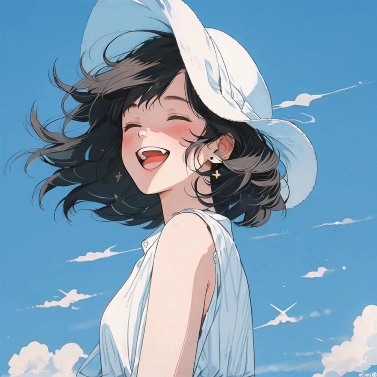 女生|蓝色治愈系|头像 脸上有微笑,心中有阳光.