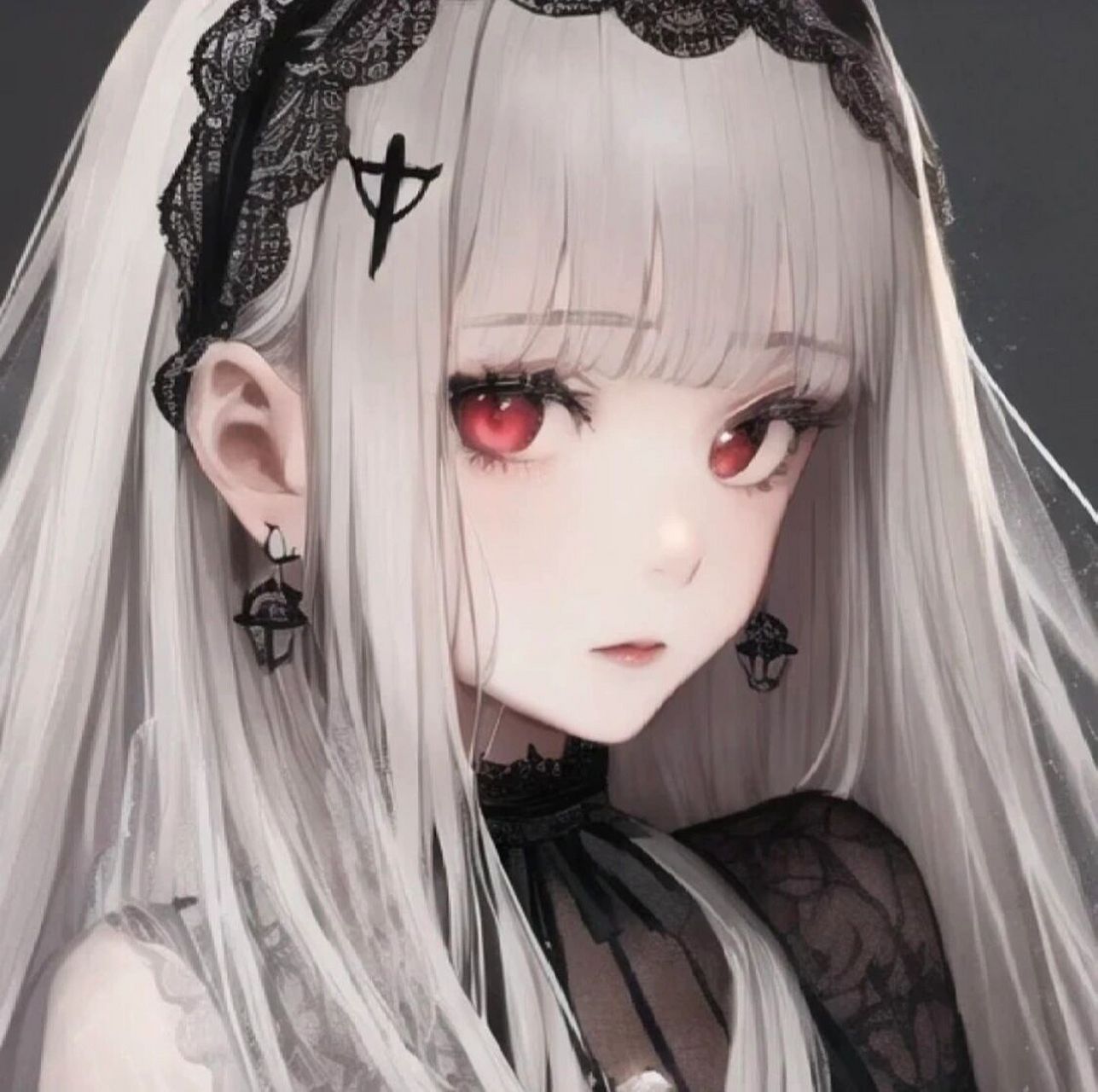 超美的红眼银发暗黑萝莉女仆/动漫女生头像