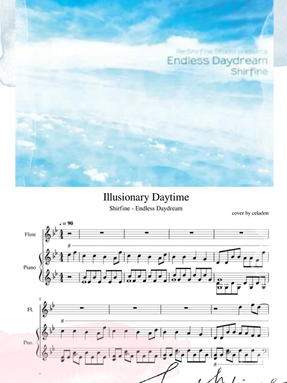 《幻昼》93长笛钢琴谱|你绝对听过的bgm 很多人问过的曲子,《幻昼》