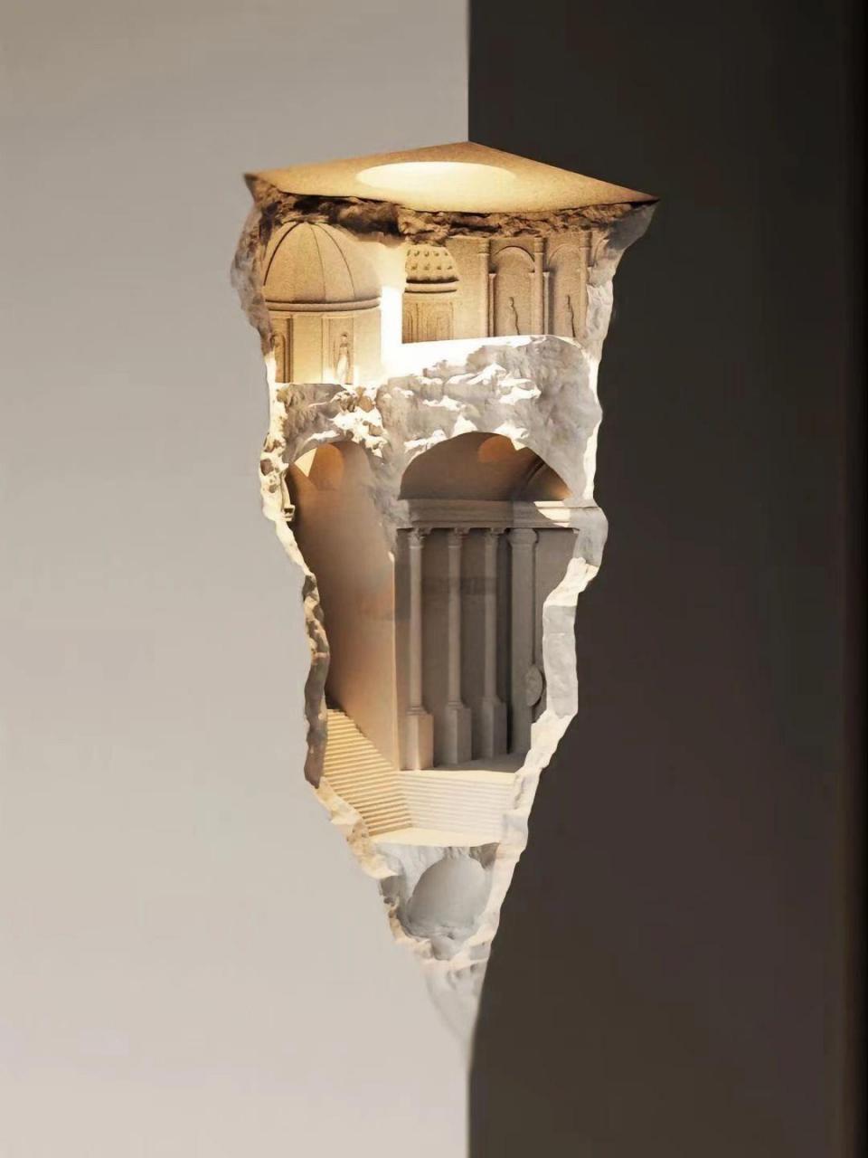 无意间在朋友家室内设计  发现了落地后的石膏壁灯 简直美到了恰到