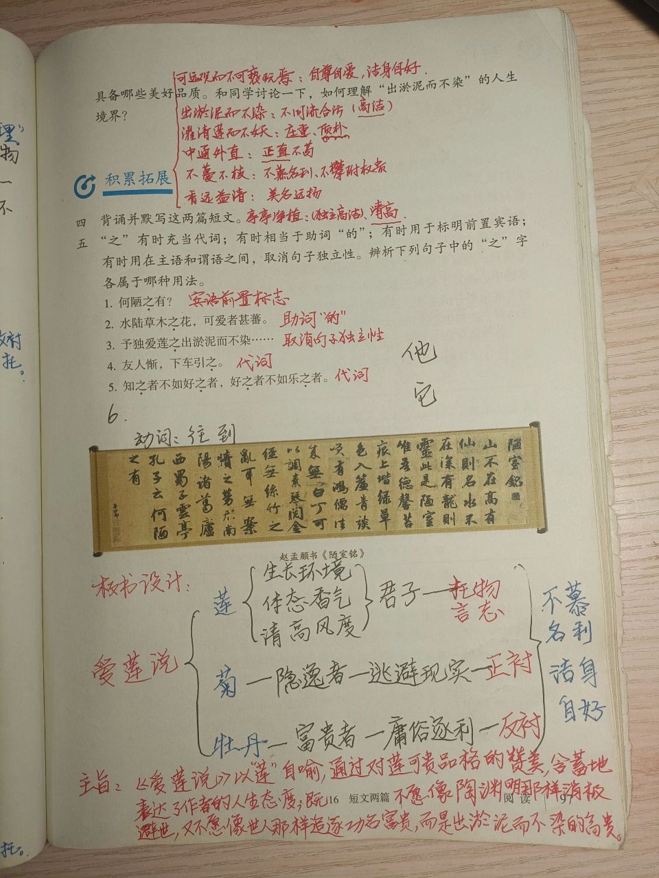 七下语文《爱莲说》备课笔记 当下隐逸的基本没有了,爱富贵和爱莲的哪