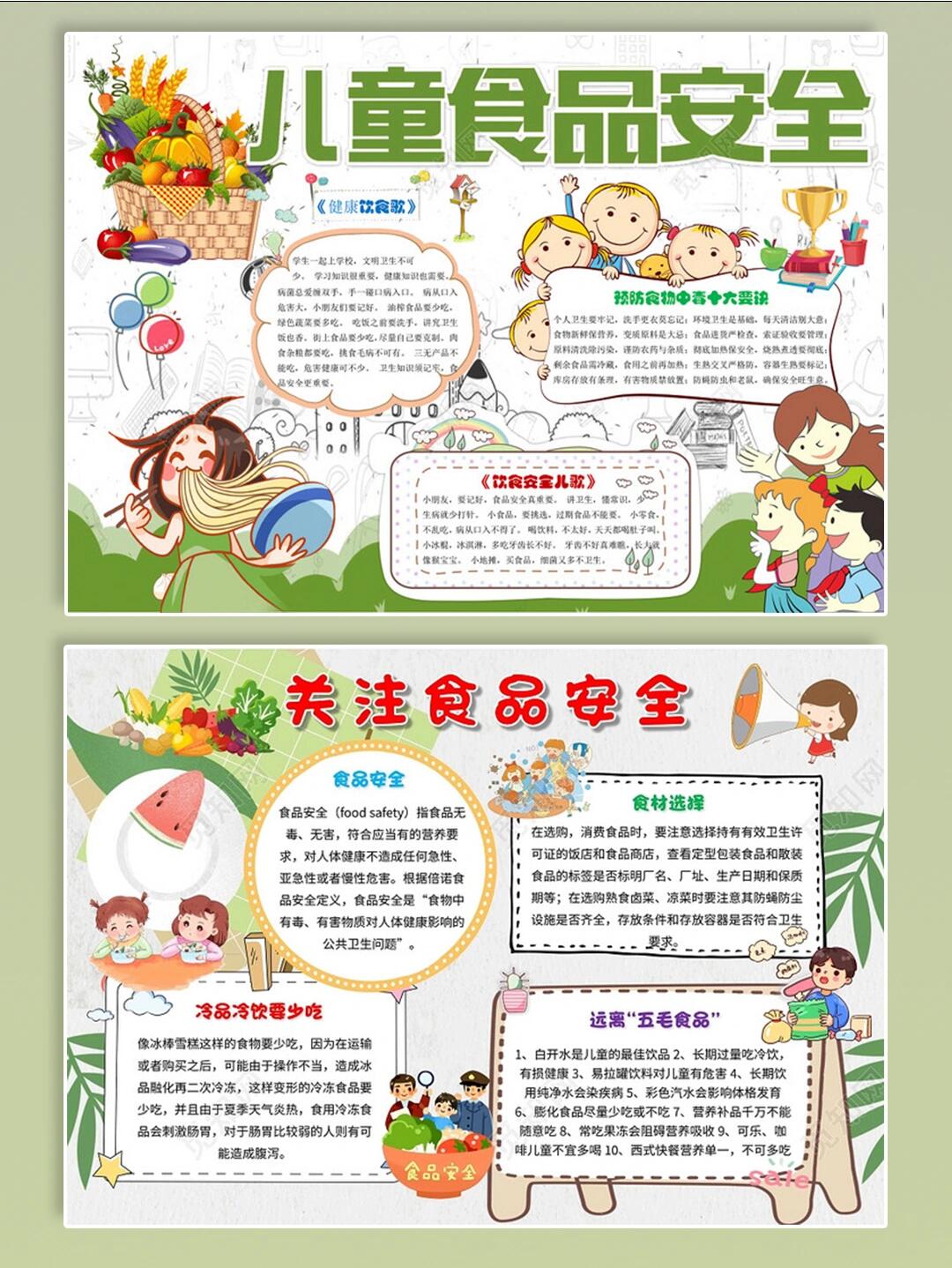 96儿童食品安全手抄报96