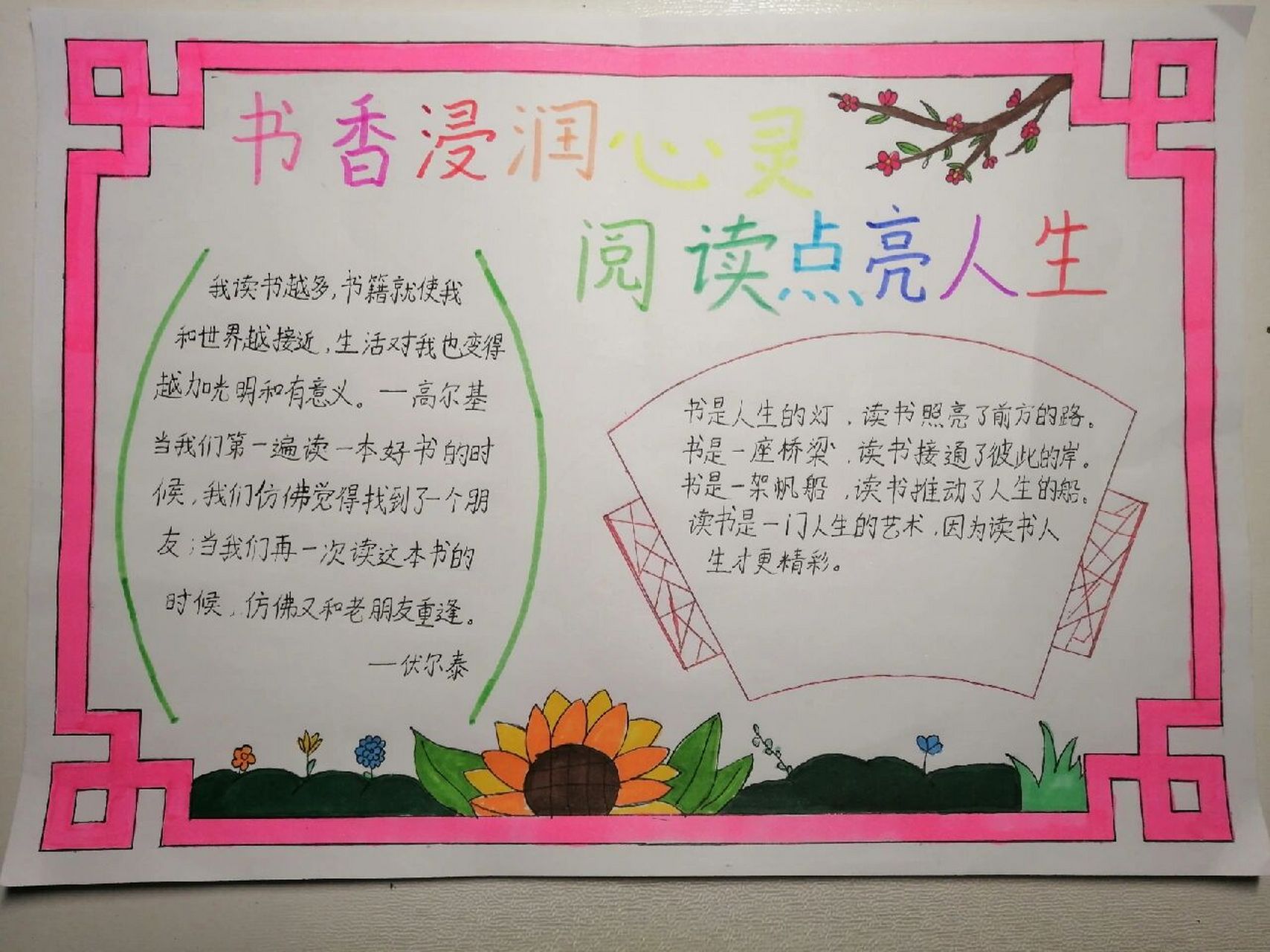 书香浸润心灵手抄报
