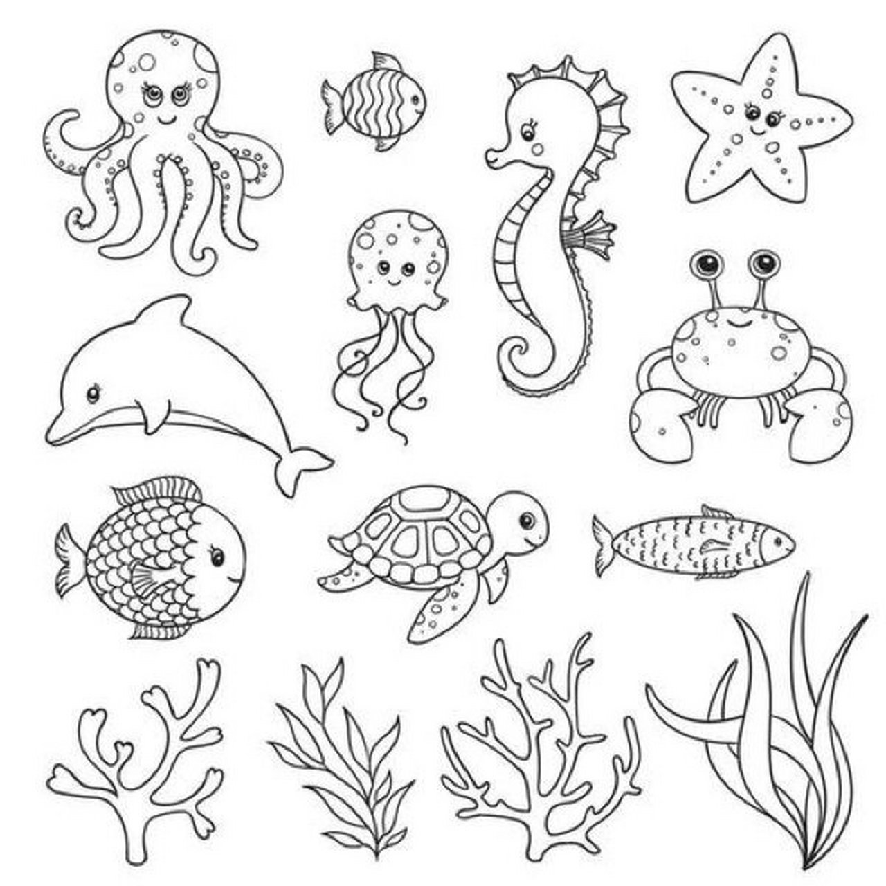 海洋生物简笔画 | 绘画素材
