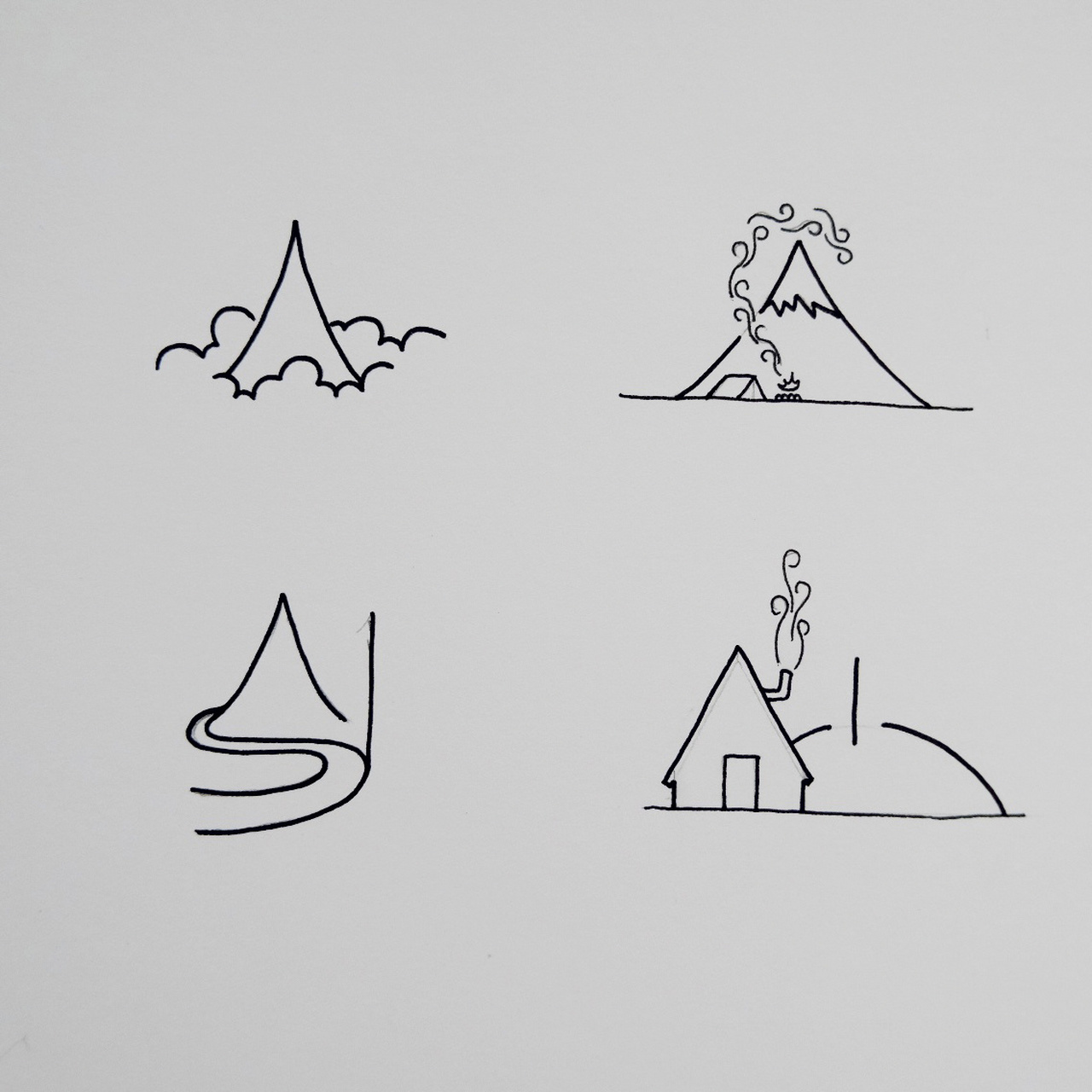 黑白简笔画48/100|小山丘系列-手绘附过程 今天也是系列画 小山丘