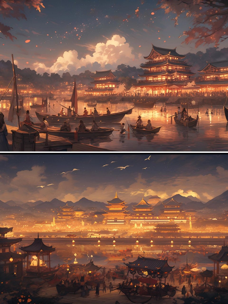 古代夜景原画图片