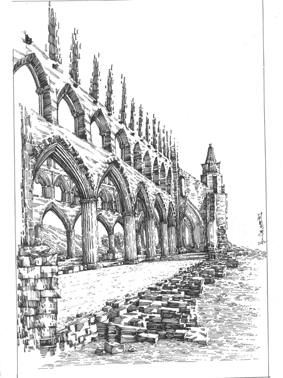 【钢笔画】古典建筑手绘 透视,古典,建筑,光影,坚持都要有.