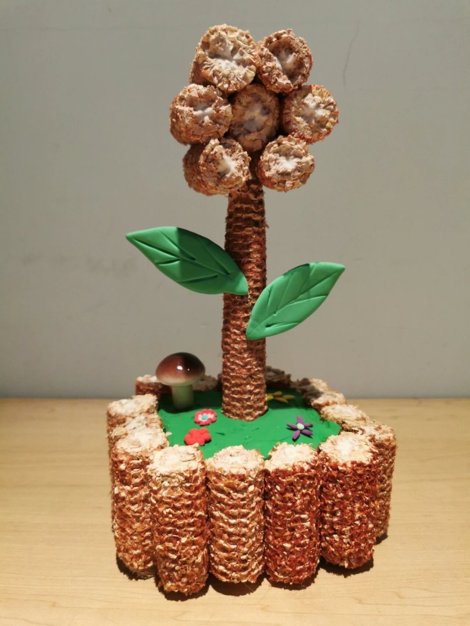 幼儿园 玉米芯 大变身 我在盆里种下一朵花#手工# 原创