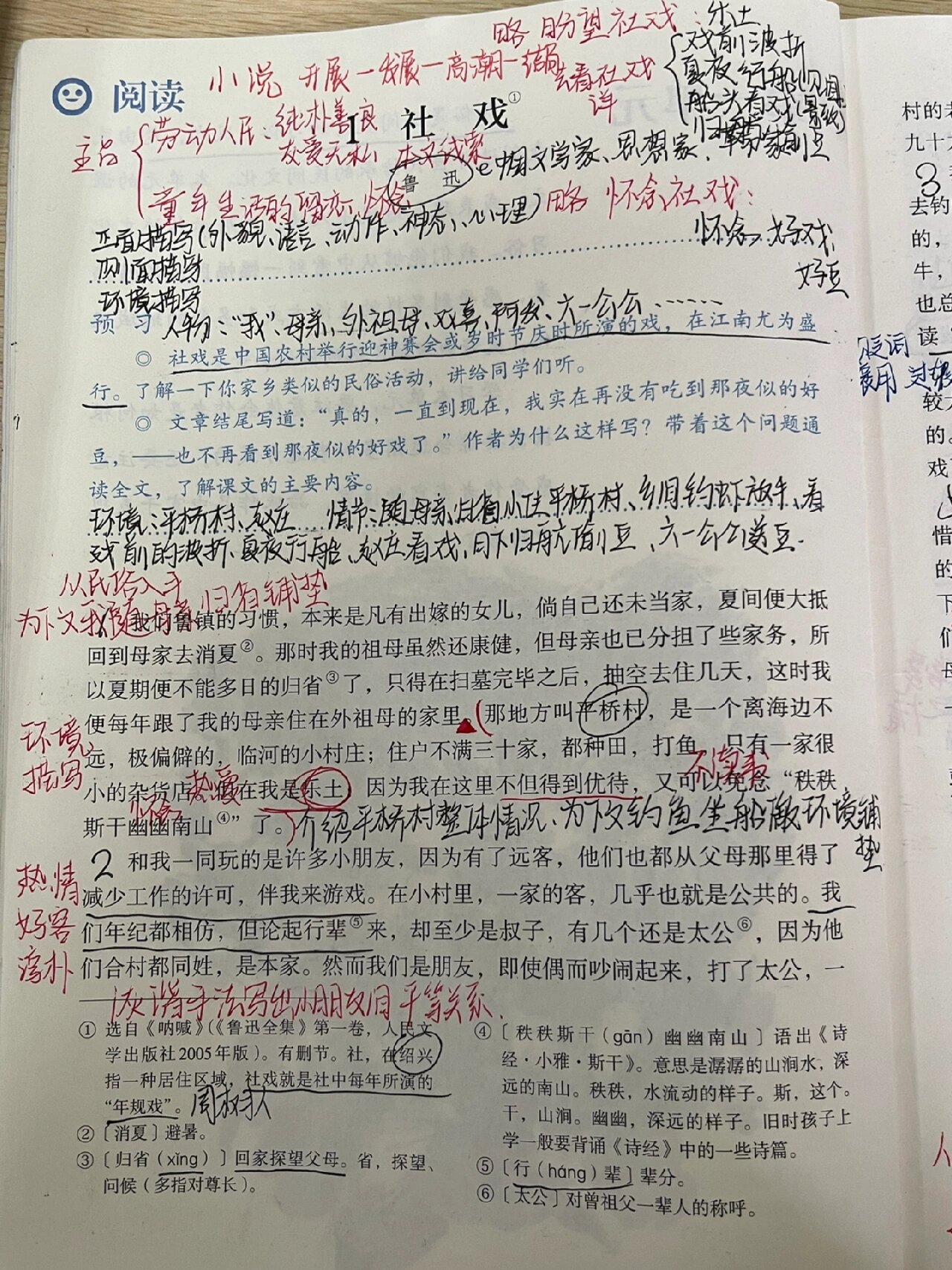 社戏课堂笔记图片手写图片