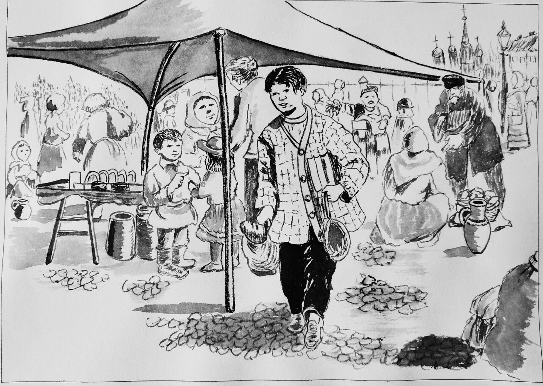 高尔基的《童年》小人书插画 73 高尔基回家找不到母亲,却找到了母亲