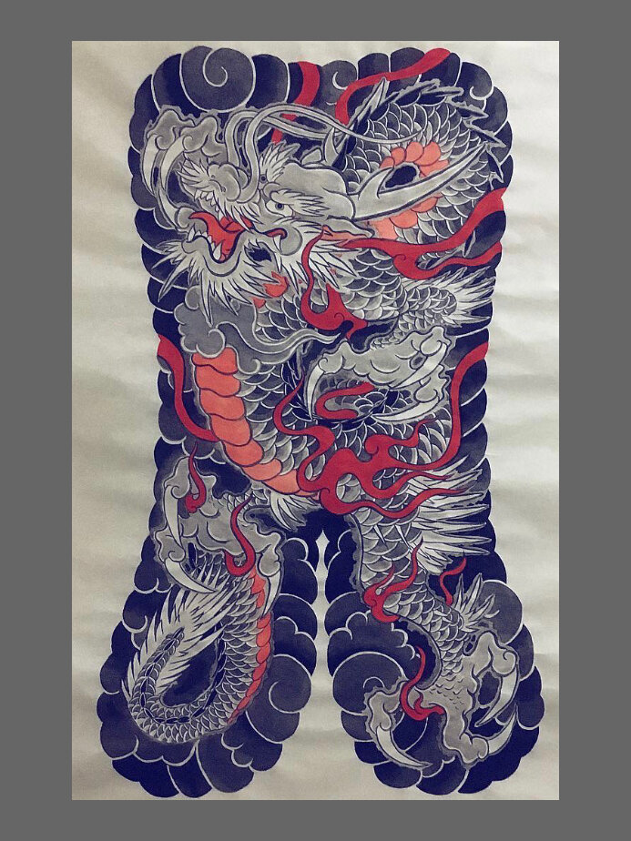 龙纹身手稿 日式老传统龙纹身手稿参考分享