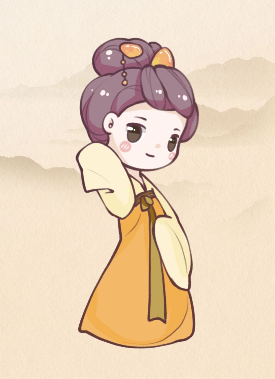 q版手绘汉服少女|古风少女简笔画 轻罗小扇,笑靥如花;海棠树下,不负