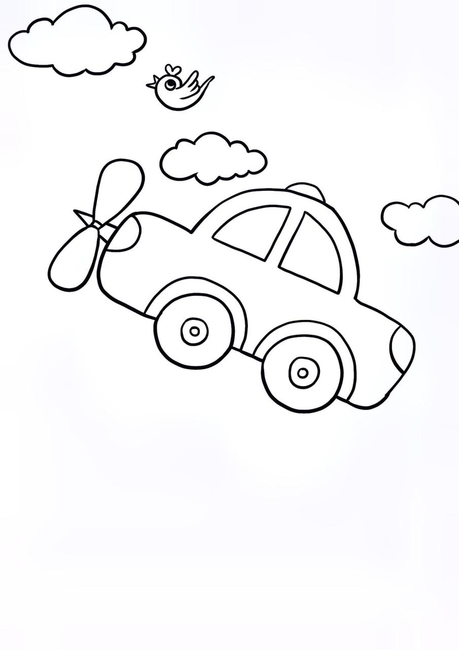 会飞的小汽车创意儿童画 可以飞起来的小汽车07创意儿童画,小朋友们