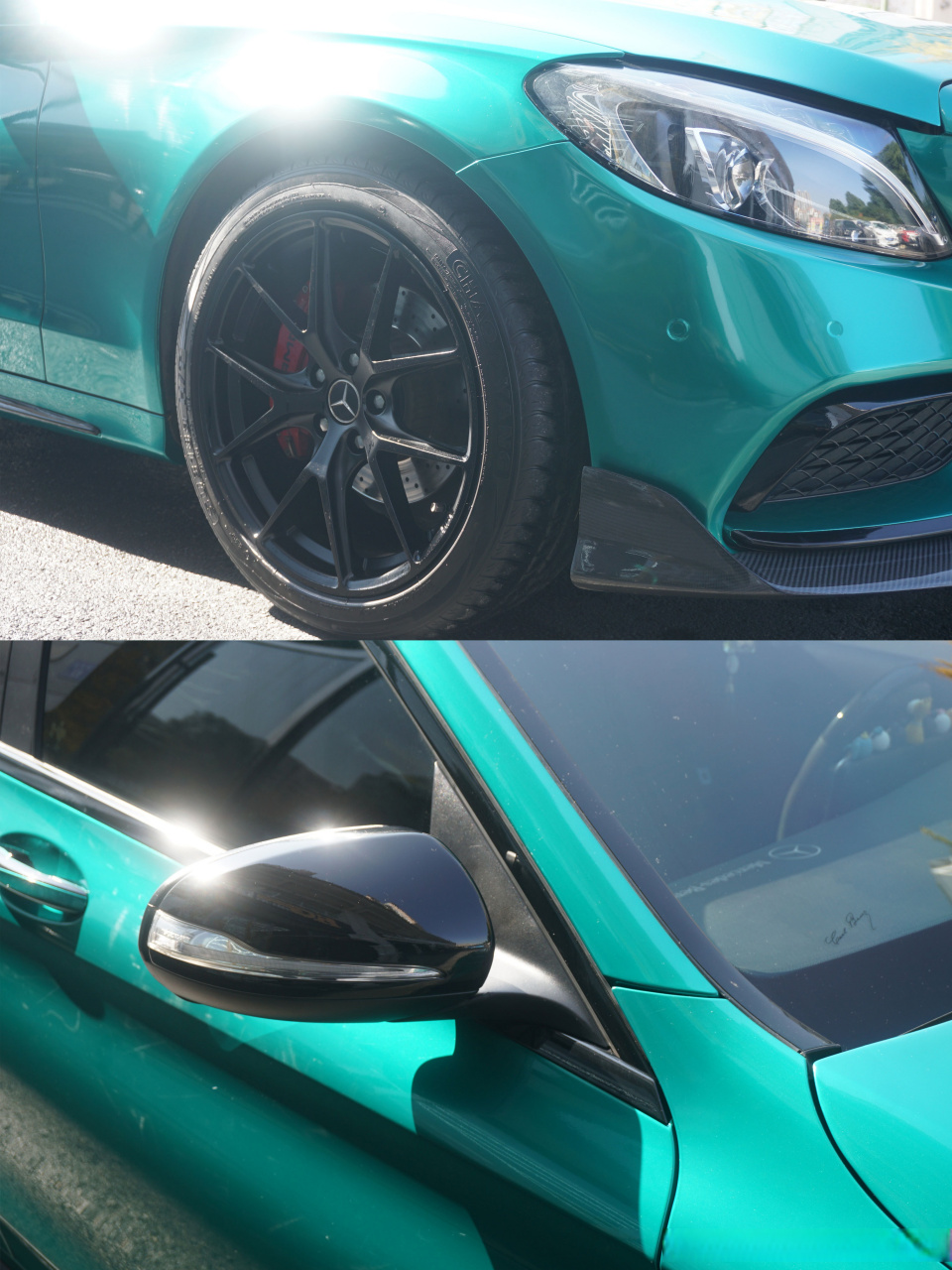 奔驰c|金属祖母绿 今天我们的主角是一台装贴了金属祖母绿改色膜的