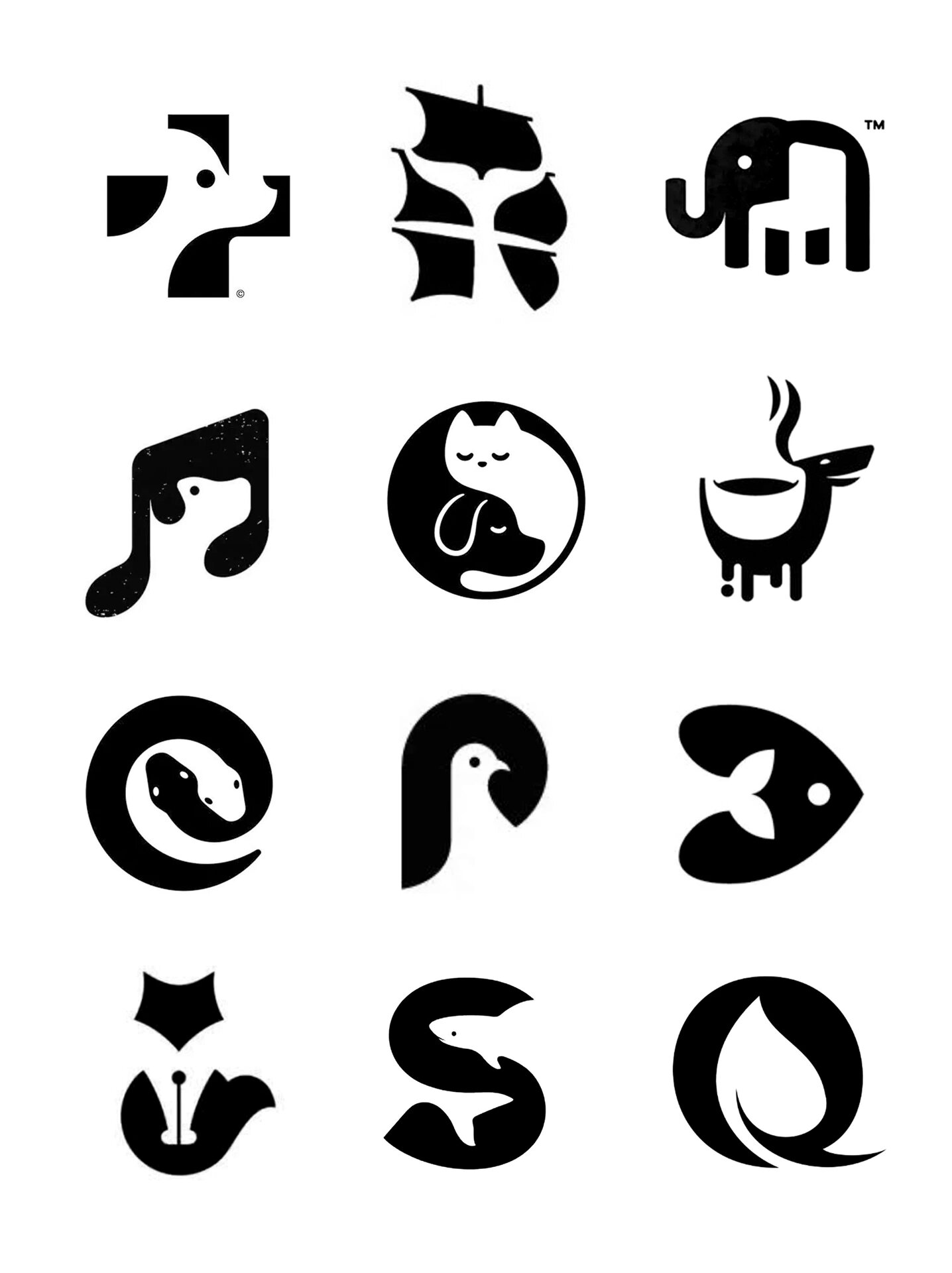 动物正负形创意logo