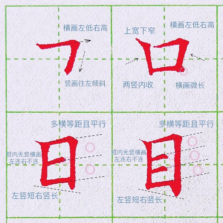 横折在田字格写法图片图片