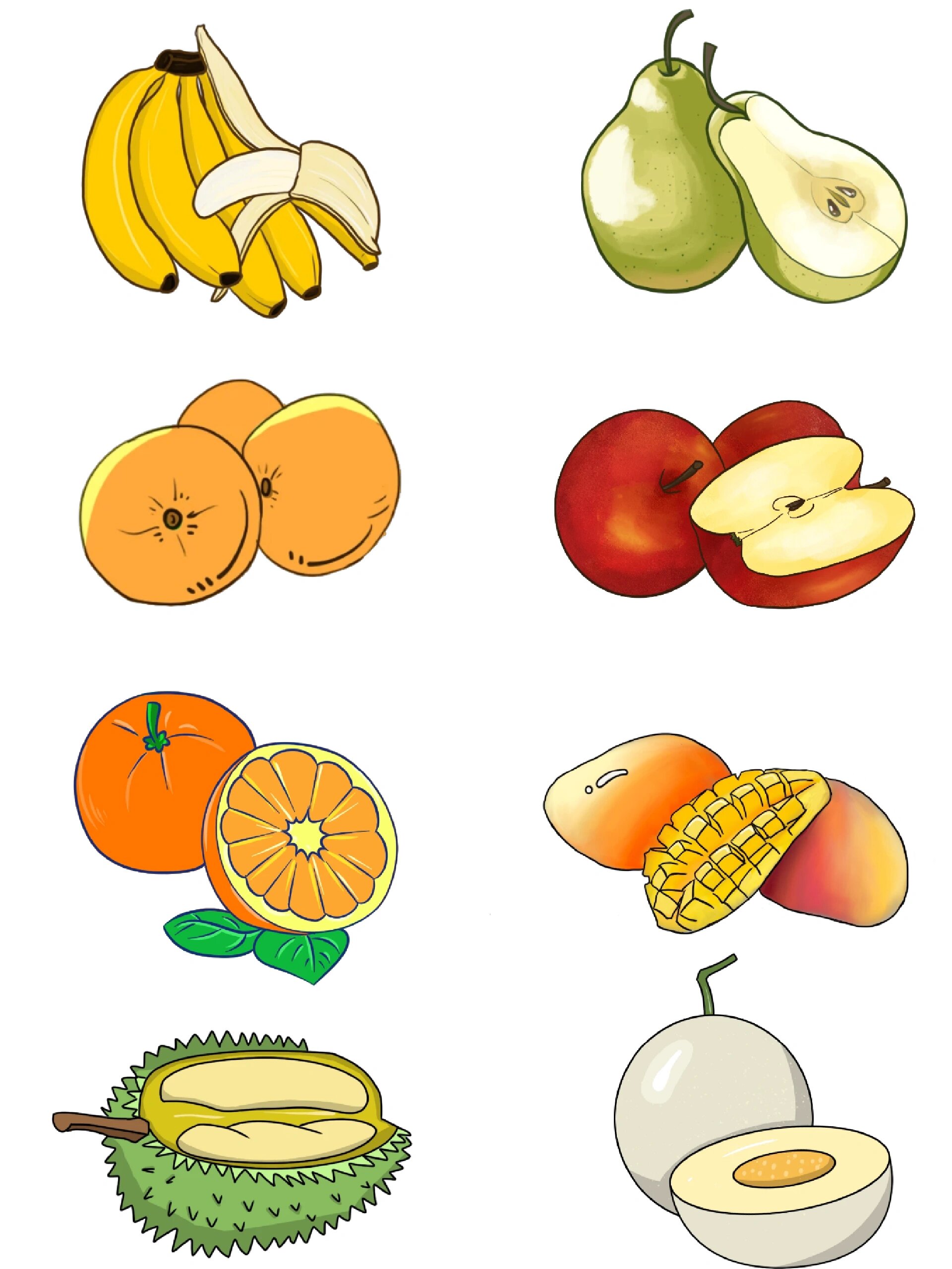 素材分享|卡通手绘多种水果免抠png插画