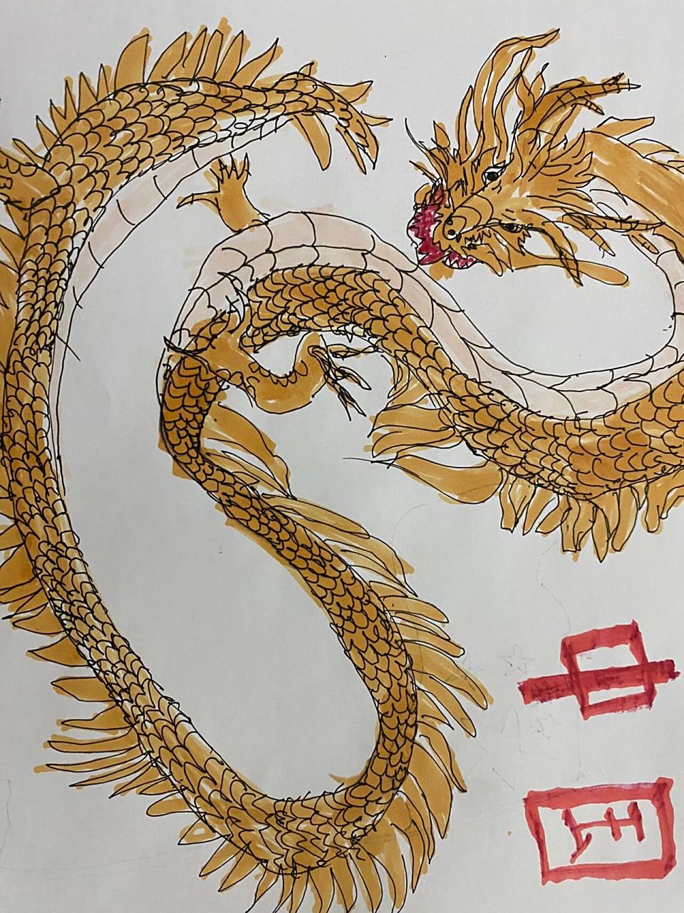 中国龙简笔画 圆珠笔画龙93