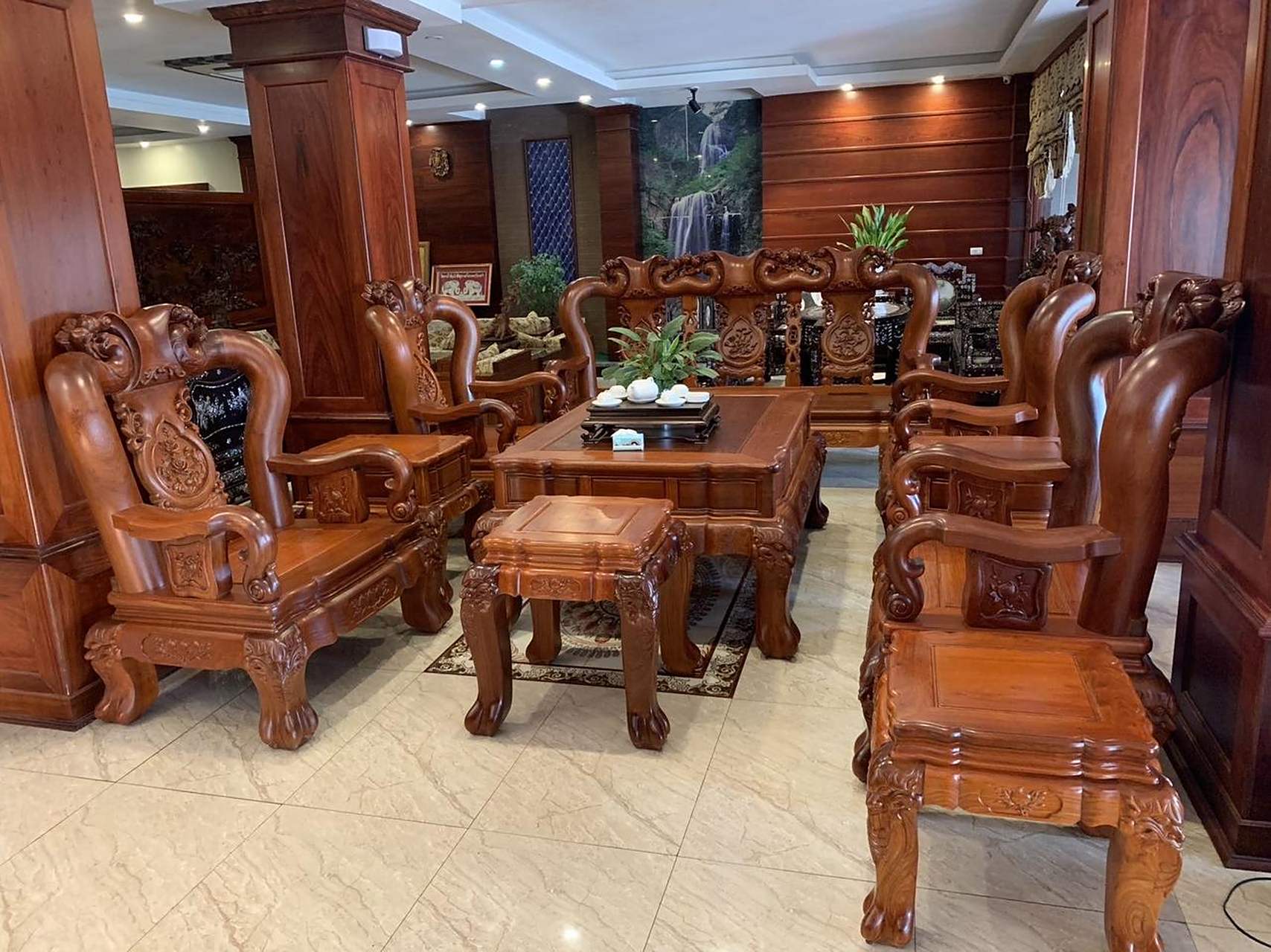 缅甸花梨大果紫檀大象头沙发无拼补无白皮工艺好