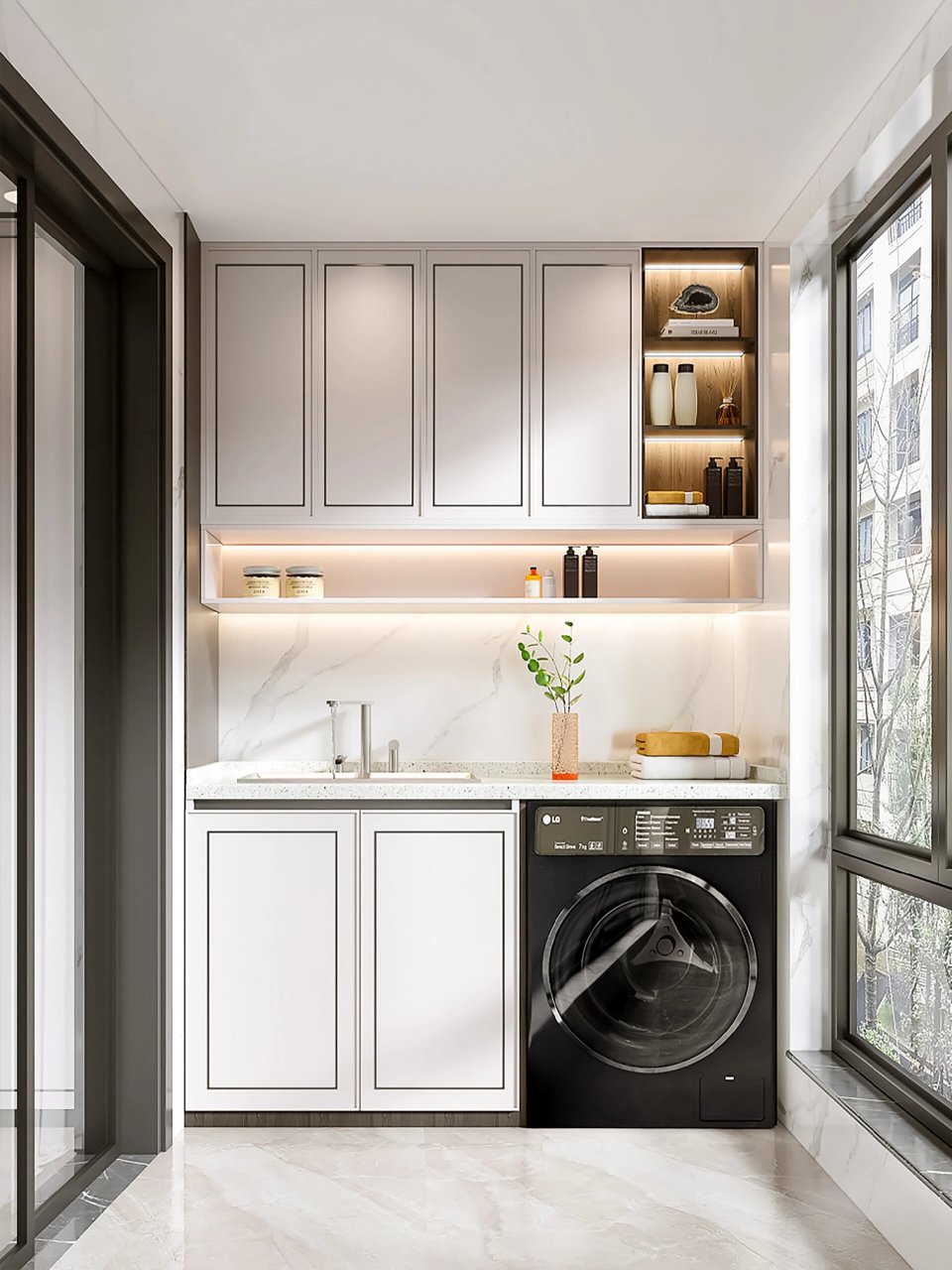 首先,让我们来看看阳台柜的设计和时尚元素.