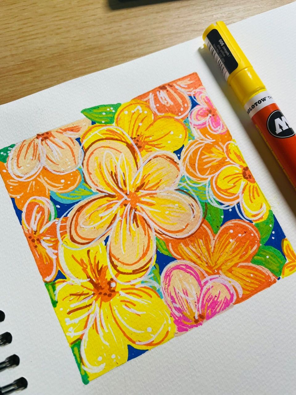 画|丙烯马克笔,花花世界(含步骤) 临摹from丙烯笔太适合这种饱和度高