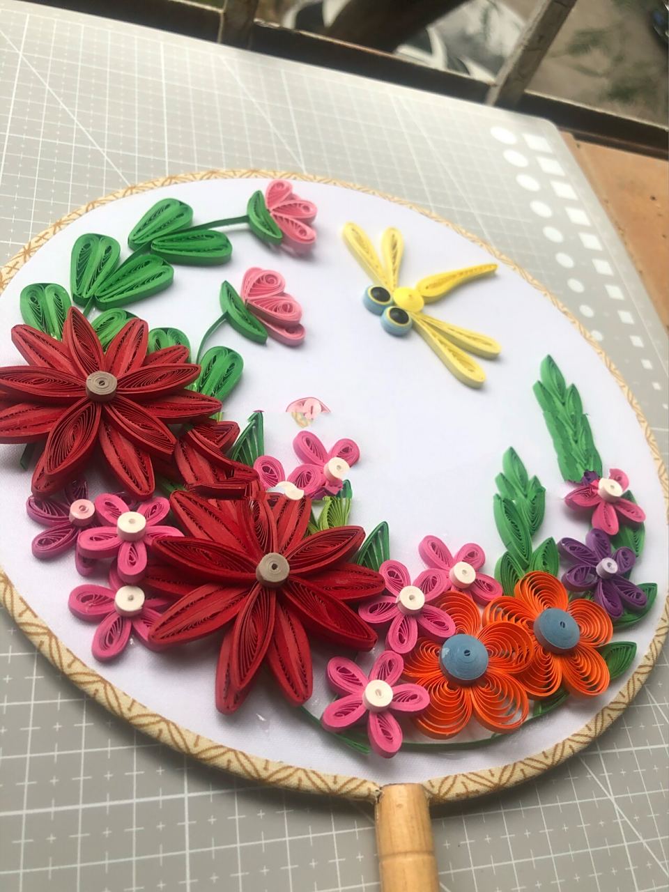 手工衍纸 中国风团扇 自己随意组合的,客订作品,专门配了礼盒,很适合