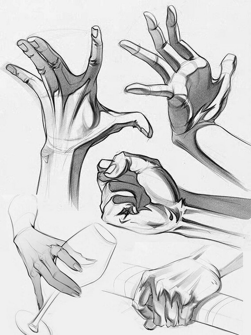 手部姿势参考 || 一些有能量的手 整理了一些手部线稿素材分享给大家!